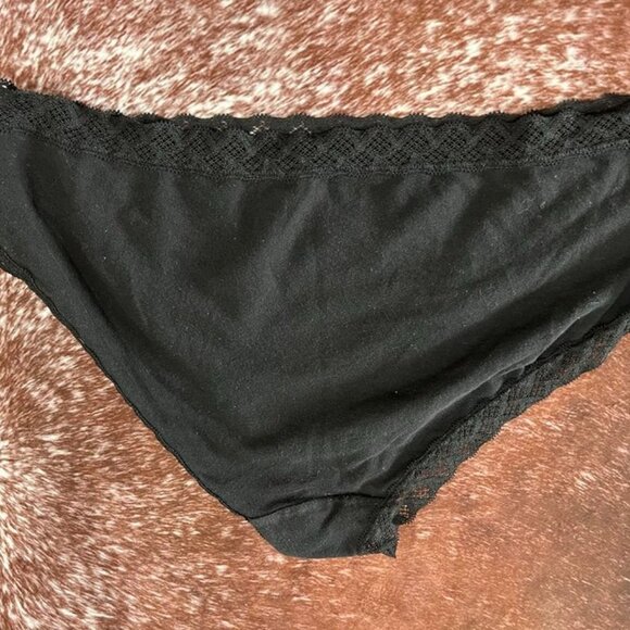 Natori Soft Stretch Lace Trim Brief Underwear Black Cotton Medium - Picture 6 of 8
